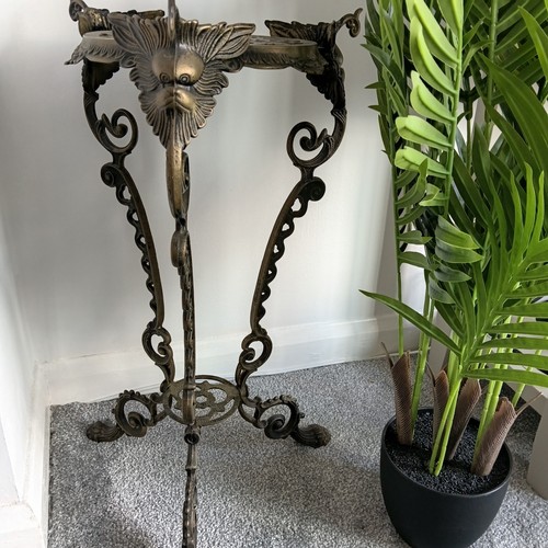 Antique brass plant stand - brass,