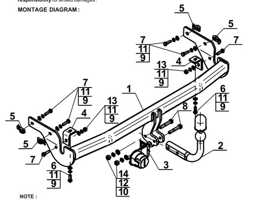 Swan neck tow - neck, bar