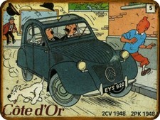 Vintage Tintin 2cv Gold Coast Metal Plate
