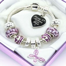 ENGRAVED Jewellery For Women Girls Purple Bracelet Personalised Birthday Gifts