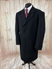 Crombie Style Overcoat Black Wool Cashmere 38 40 42 Formal Greenwoods Luxury VGC
