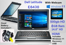 Dell E6430 Fast i5-2.60Gz 512GB SSD Laptop Office HDMI 14" Webcam WIN11 16GB USB