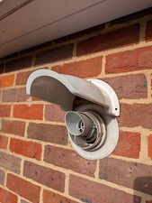 Boiler Flue Rain Cover Terminal Guard. White. Wall plugs and screws included.