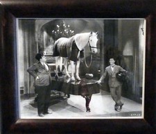 STAN LAUREL & OLIVER HARDY MATTED WOOD FRAMED PICTURE- HORSE- WRONG AGAIN 1929
