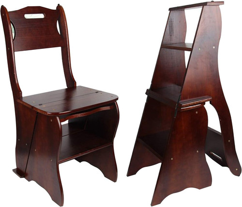 Wooden folding library ladder - wooden,