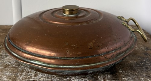 Vintage copper bed warmer - bed,