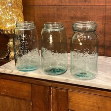 Vintage Mason Jar Patent Ball Blue Jar ~ Set of 3