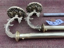 1 of 2 155cm  Vintage old antique French Brass Curtain Rail pole Quality CR37