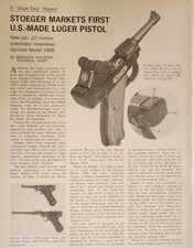 Stoeger Luger Pistol Gun Magazine Picture Article Original Vintage Shooting