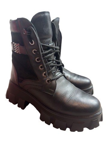 Womens black leather chunky - womens,