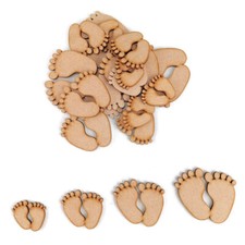 Baby Feet Pair MDF Craft Shapes Wooden Newborn birth Decoration Embellishment