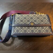 Tory Burch T Monogram Jacquard Shoulder/Crossbody Bag navy blue