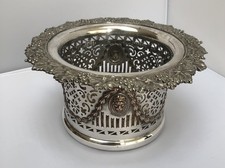 Antique Ornate Silver Plate on Copper Wine Large Champagne Bottle Coaster
