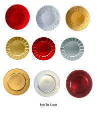 Christmas Charger Plates 3 Designs Holly & Ivy, Beaded, Fluted 33cm Plastic