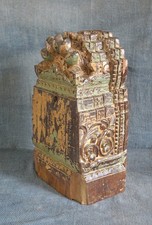 Hand Carved Antique Wooden Temple Block - Solid decorative Indian Column Support