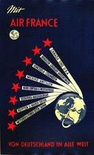 Air France Airline Lockheed Constellation Art Deco poster