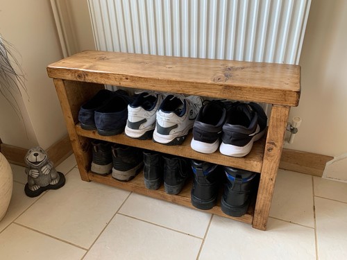 Solid wood rustic shoe - rustic, bench