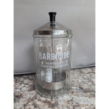 Vintage King Research Barbicide Plus Barber Disinfectant Jar & Strainer 8 inch.