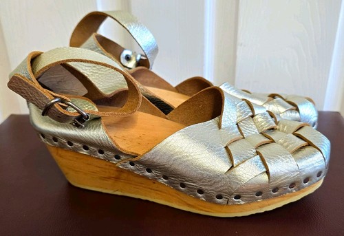 Trippen pale gold wedge clog - pale,