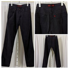 Katherine Hamnett London Vintage Washed Black Denim Jeans Red Logo 31 x 33 Italy