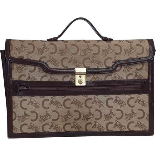 Vintage briefcase brown canvas - vintage,
