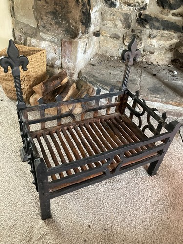Wrought iron fire grate basket - grate,