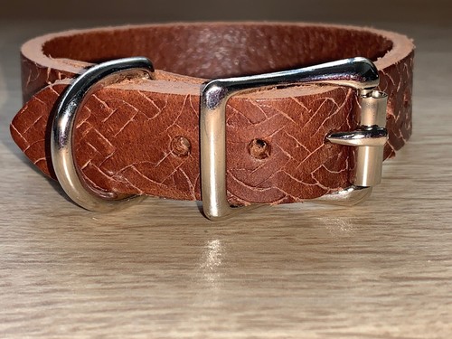 Tan dog collar celtic real - collar,