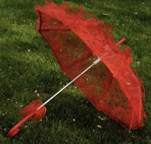 Red lace umbrella - umbrella, wedding