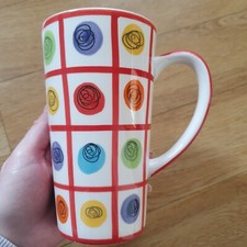WHITTARD OF CHELSEA Mug Tall MOSIAC HAND PAINTED SQUARE PRINT Geometric Spot