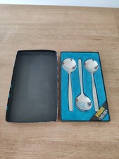 6 VINERS CHELSEA Soup spoons VINTAGE CUTLERY Sheffield 1970s 18.8cm vgc