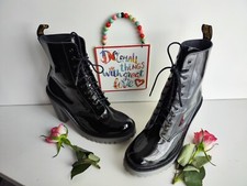 Dr Martens Kendra heeled ankle black patent platform boots  UK7 EU41 US9
