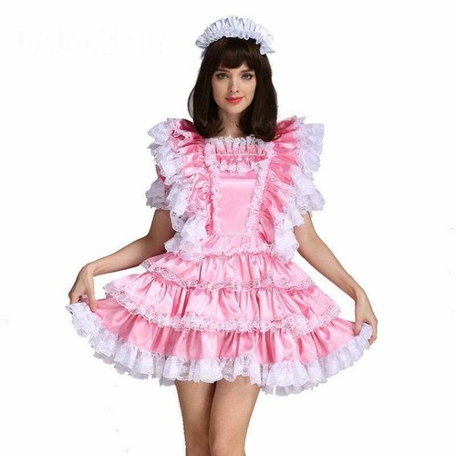 Sissy girl maid satin pink - maid,