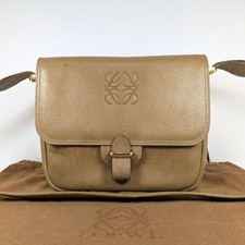 LOEWE Anagram Shoulder Bag Camel Brown Leather Vintage Women's Authentic