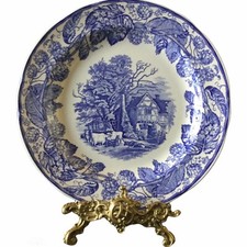 The Spode Blue Room Collection RURAL SCENES Dinner Plate 10 1/4" Diameter NWOT