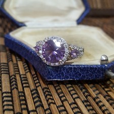 Tova Diamonique 925 Sterling Silver Ring, Lab Created Colour Change, Size Q US 8