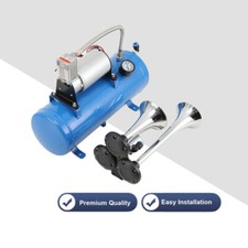 Train Horn Kit 3 Trumpet 150PSI 150dB Air Compressor With 6 Liters Air Tank 12V