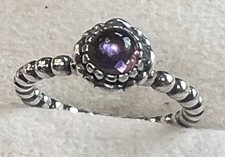 Genuine Pandora Sterling  Silver Amethyst Ring ,Size 52 Hm Ale S925 52