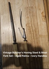 Vintage Humphreys Sheffield Carving Fork & Sharpening Steel – Ivorine Handles,