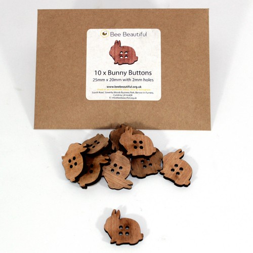 Buttons wooden sitting bunny - buttons,