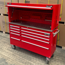 CRYTEC Pro Cab 55in Red Stainless Steel Drawer Bench Tool Box Chest Hutch Full