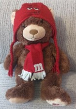 M&M World Bear Plush Soft Toy, Scarf & Hat, 2016