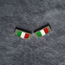 2x Chrome Italy Flag Silver