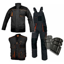 Mens Work CLOTHES Bib and Brace + Knee Pads, Jacket _Dungarees Multi Pocket