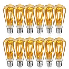 E27 Vintage Filament LED Bulb Clear Amber Glass Decorative Industrial Light ST64