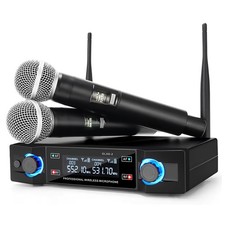 Professional Wireless Microphone System Dual Channel UHF Dynamic Mic for Karaoke