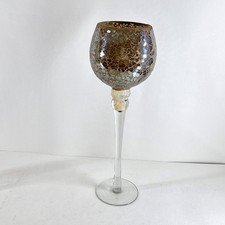 Large Gold Mosaic Glass Candle Holder Tall Stem Goblet Style Tea Light Display