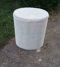 Vintage Retro Shabby Chic Lloyd Loom Style Oval Lidded Storage Basket