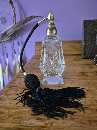 Vintage cut glass perfume - cut,
