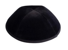 SMALL 4" BLACK AND BLUE VELVET JEWISH KIPPAH ORTHODOX YARMULKA/KIPPA