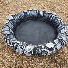 Large Leaf Design Ground Bird Bath or Replacement Top Black and White